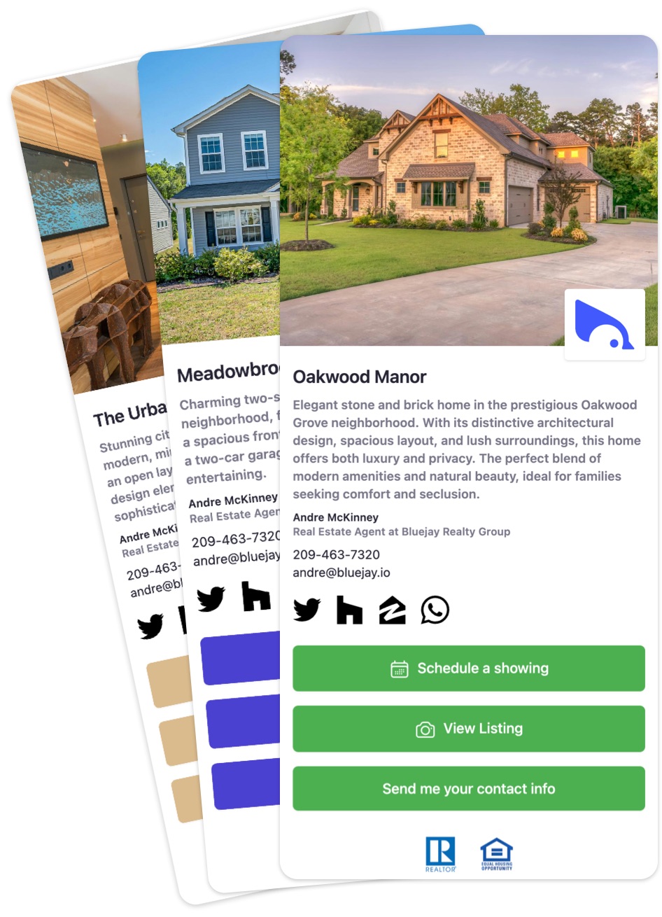 Property-specific digital business cards with QR codes